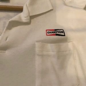 Vintage screen stars champion spark plugs gear head polo shirt